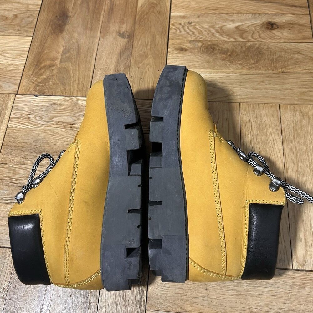 Acne Studios Boots Womens 37 Nubuck Suede‎ Leather Yellow Platform Chunky Bootie - Picture 6 of 9